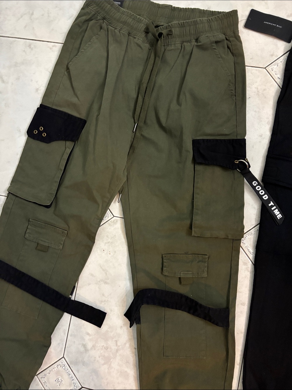 Men's Olive Green Cargo Jogger Cargo Sweat Pants - Utility Style - Picture 2 of 10